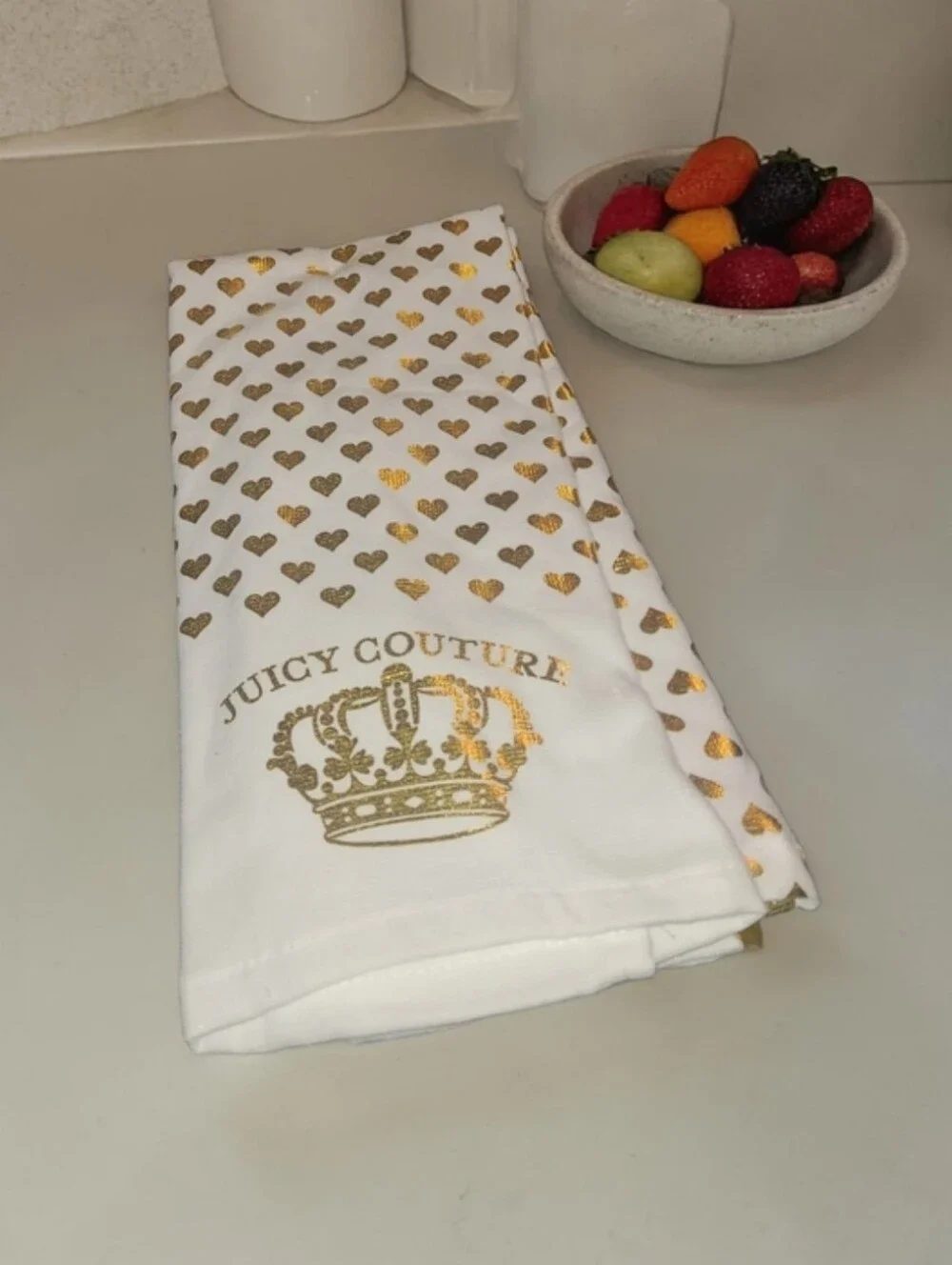 Juicy Couture White Oven Mitt with Gold Crown Logo